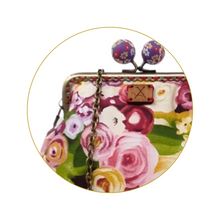 Φόρτωση εικόνας στο εργαλείο προβολής Συλλογής, Ροζ floral Τσαντάκι με μωβ πέρλα
