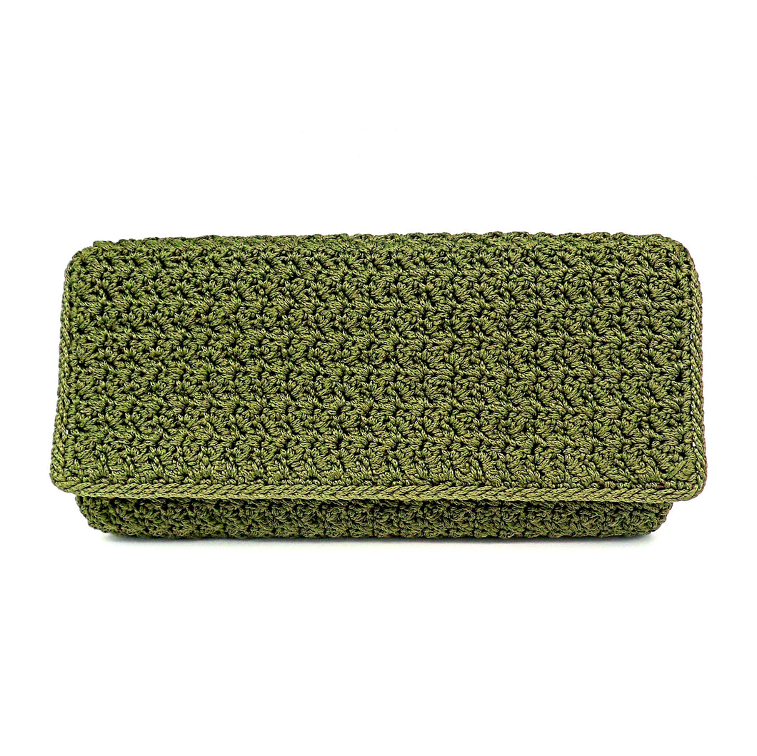 Πλεκτό clutch τσαντάκι Pansy σε λαδί χρώμα (6062611464351)